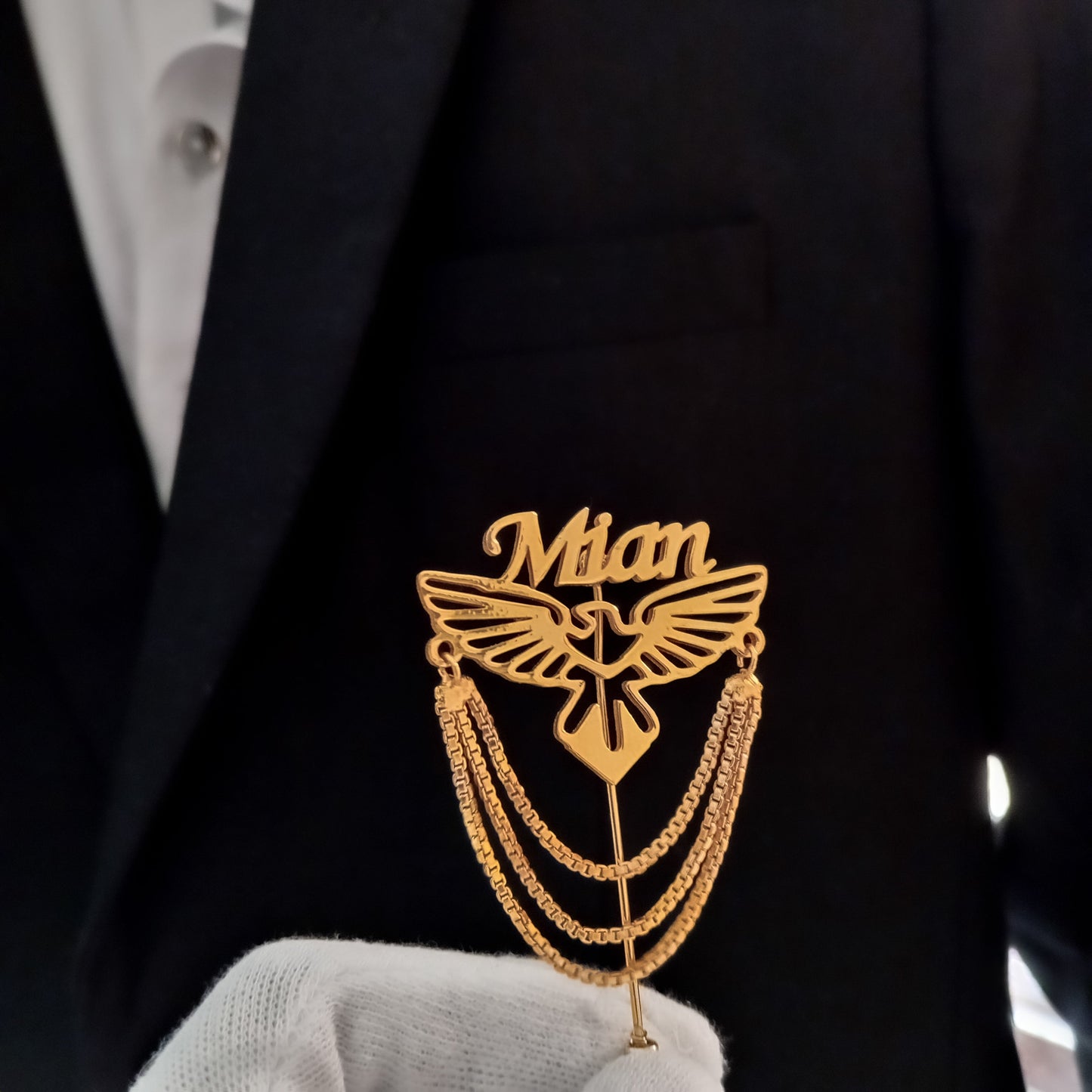 Statement Dangle Chain Eagle Brooch For Men