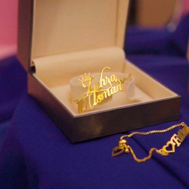 Personalized Crown Name Chain Bracelet
