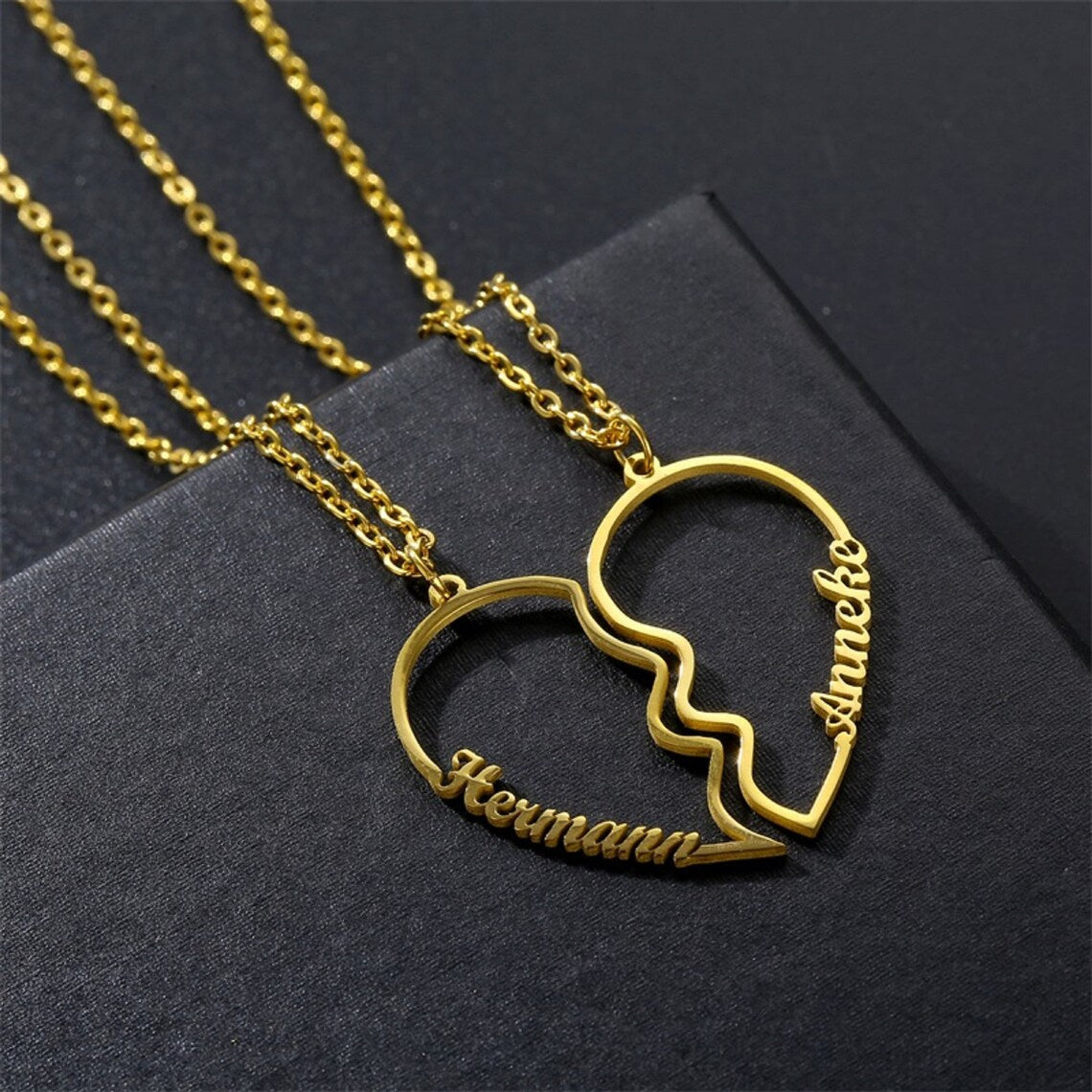 Two pc Heart name necklace