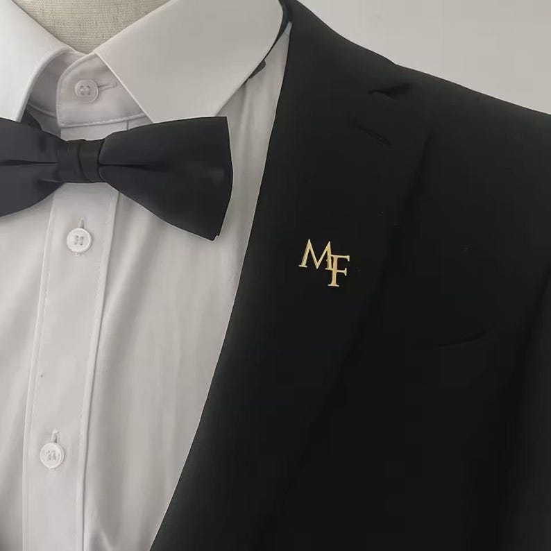 Minimal Initial Coat Brooch For Men