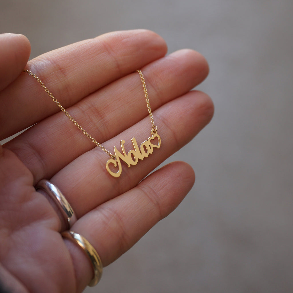 Mini heart name necklace