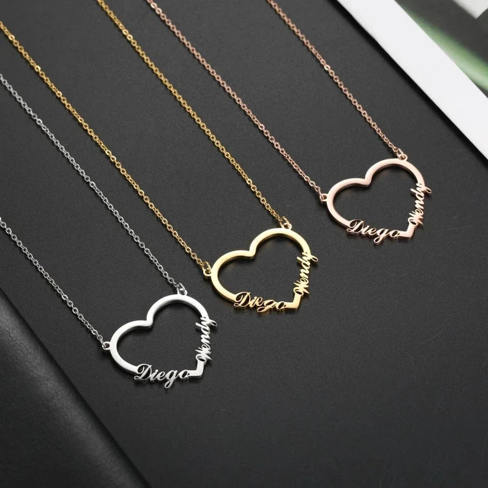 Full Heart double name necklace