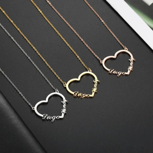 Full Heart double name necklace