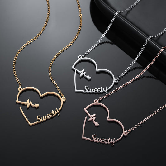 Heart beat name necklaces.