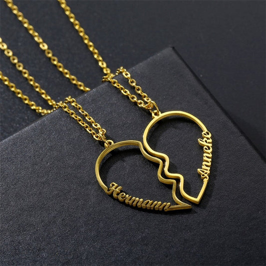 Two pc Heart  name necklace