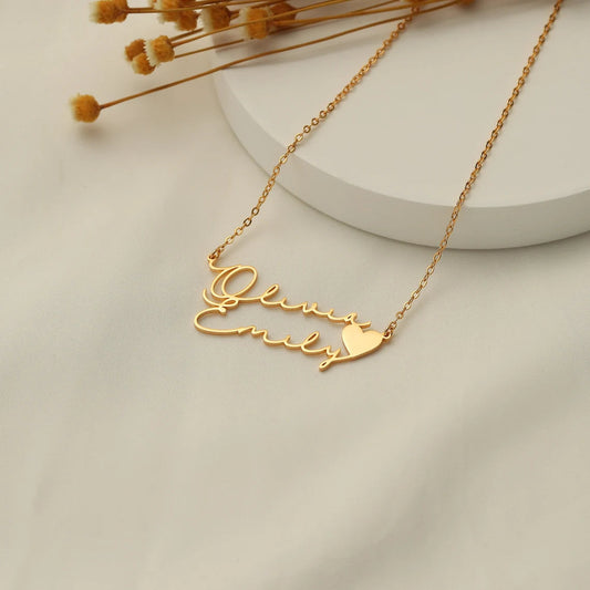 Small heart name necklace