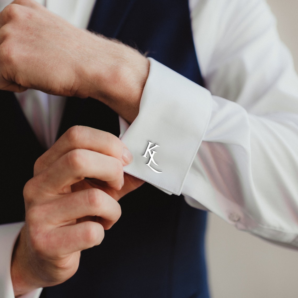 Initial Name Cufflinks Pair For Men (Select font)