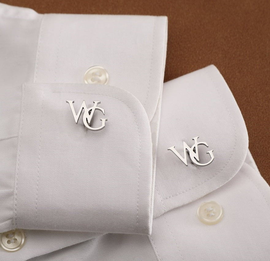 Initial Name Cufflinks Pair For Men (Select font)