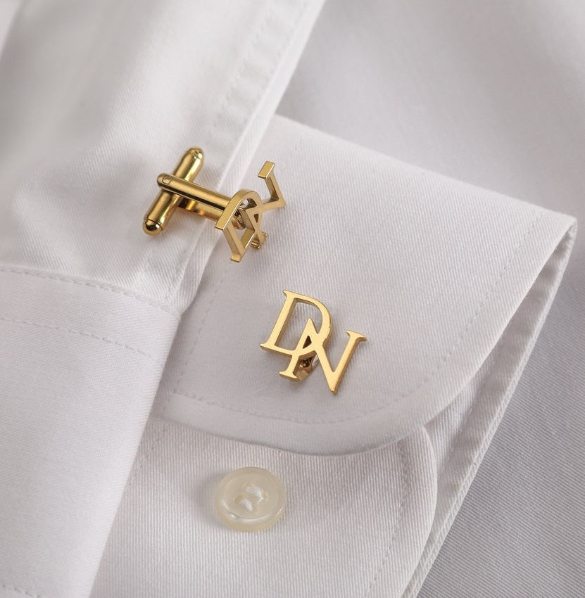 Initial Name Cufflinks Pair For Men (Select font)